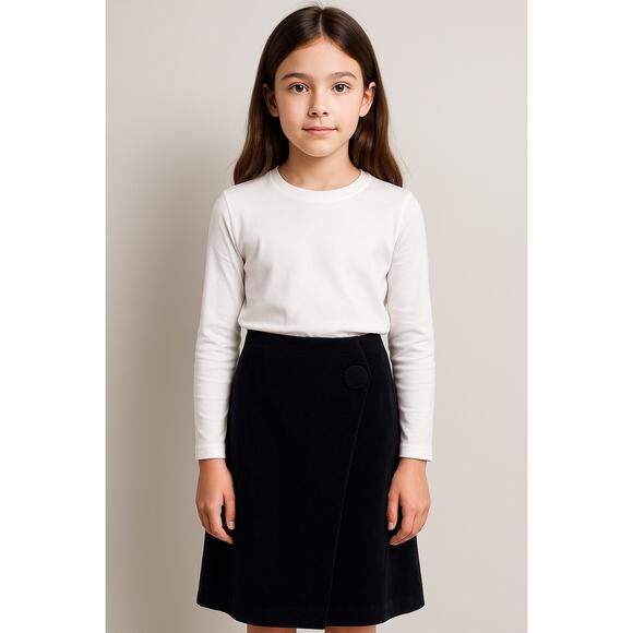 NWT Coco Blanc CCB black velvet wrap skirt with button age 12 - Picture 1 of 14